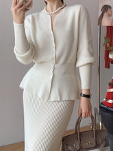 Elegant Skirt Sets Women 2 Piece Outfit 2023 Autumn Winter Solid Long Sleeves Knitted Sweater Skirt Set Korea Fall Outfits 2023