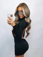 Bodycon Dress Sexy Women Long Sleeve Hollow Out Autumn Dresses Black Turtleneck Birthday Dress For Women Party Vestidos