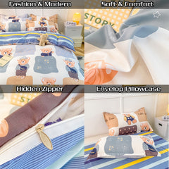 Bedding Set for Girl Boy Bedroom KIDS Modern Comforter Duvet Cover Flat Sheet Pillowcase Home Textile Soft Bed Linen