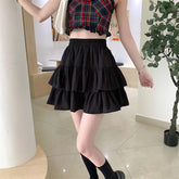 Pleated A-line Skirt White Women Ruffles Sweet Hottie Preppy Style Elastic Elastic Waist Slim Thin SimpleCasual Summer Wholesale
