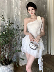 High Quality French Fashion Mini Dress For Women 2025 Summer Ladies Hotsweet Sleeveless Sexy Party Evening Dresses Vestidos