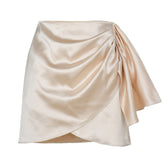 Satin Irregular Sexy Skirt Women Summer New High Waist A-Line Fold Elegant Skirt Short Ladies Fashion Streetwears Y2k 2022