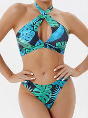 Halter Cross Bikini 2025 Hollow Swimsuit & Beach Dress 3 Piece Sexy Swimwear Women Bathing Suit Padded Beachwear Swimming Summer