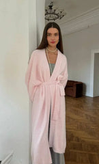 2025 Soft Knitted Set Women Autumn Winter Casual Long Sweater Cardigan with Belt & Vest Midi Dresses Solid Tracksuit