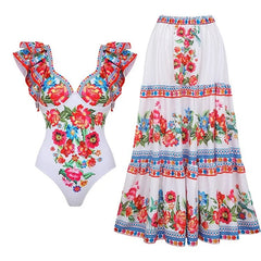 2024 Sexy One Piece Swimsuit Push Up Swimwear Women Ruffle Monokini Cover Up Shoulder Swimsuit Bodysuit Bathing Suit Skirt