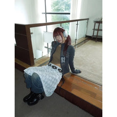 Korean Simple White Lace Skirt for Women Summer New High Waist A-line Skirts Y2k Fairycore Mid-length Falda Sexy Mujer