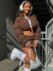 High Waist Knitted Dress Suits Women Slim Fashion Zipper Short Coat Woman Bodycon Mini Skirts 2 Piece Sets Womens Outfits