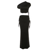 Bandage Maxi Skirt 2 Piece Sets Womens Outfits Sexy Slim Tank Tops Lady Party Bodycon Long Elegant Dress Sets Womens 2025