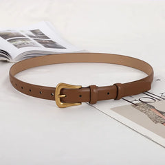Luxury Designer Cowhide Leather Belt for Women Metal Buckle Waist Strap Female Jeans Dress Trouser All-match Decorative Waistban