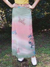 Cartoon Print Long Skirt Summer Kawaii Harajuku Sweet Satin Skirts for Women Casual Fashion Y2k Elegant Ladies Clothes