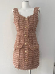 High Quality Luxury Small Fragrance Tweed Dresses For Women 2025 Summer Sweet Short Dress Party Vestidos Robes roupas feminina