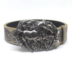 2025 Gothic Belt Neutral Horse Head Buckle Peony Pattern PU Belt for Lady Luxury Designer Jeans Dress Accessories Fashionable