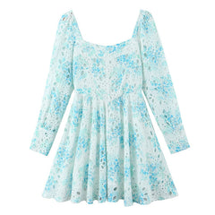 High Quality Hollow Out Long Sleeve Backless Women Dress Vocation Holiday A-Line Mini Dress