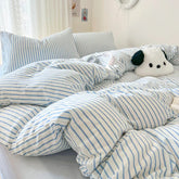 New Stripe Double-Layer Yarn Quilt Cover Bed Flat sheet Pillowcase Full Queen Bed Linen Adult Kids Duvet Covers No Filling