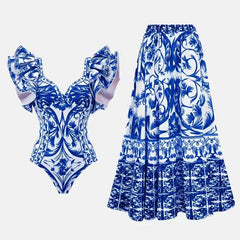 2024 Sexy One Piece Swimsuit Push Up Swimwear Women Ruffle Monokini Cover Up Shoulder Swimsuit Bodysuit Bathing Suit Skirt