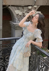 Maiden of Blue Skies and Cottony Clouds Goth Dress Dark Academia Mermaidcore Kawaii Academia Y2K Cottagecore Coquette Fairycore Dollette Princesscore