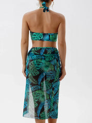 Halter Cross Bikini 2025 Hollow Swimsuit & Beach Dress 3 Piece Sexy Swimwear Women Bathing Suit Padded Beachwear Swimming Summer