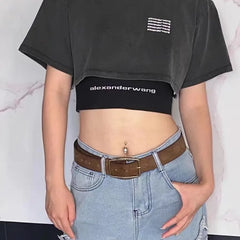 2025 Designer Female Gothic Y2k Belt Vintage Women's Belt Pu Leather Hip Hop Fashion Pattern Print Retro Jeans Dress Accessories