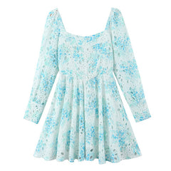 High Quality Hollow Out Long Sleeve Backless Women Dress Vocation Holiday A-Line Mini Dress