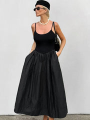 Fashion Black Suspender Dress 2025 Autumn Winter New Niche Slim Long Dresses Female High Waist Sleeveless Holiday Clothes