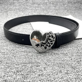 Luxury Design Punk Style Personalized Retro Design Embossed Heart Love Belt Y2k Leather Women's Belt Dress Jeans Accessories