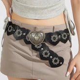 2025 Gothic Fashion Retro Y2k belt Heart Love buckle Hollow Ring PU Leather Spliced Waist Belt for Lady Jeans Dress Accessories