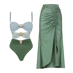 Women One Piece Swimsuit 2025 Female Swimwear Maxi Dress Beachwear Swimming Suit Bathing Suit Bikini Set Sarong Biquini Cover-Up