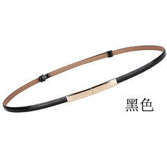 luxury designer Adjustable Elastic Ladies Dress Waist Belt Slim Leather Women Gold Buckle Black White Blue Skinny Female Belt