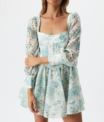 High Quality Hollow Out Long Sleeve Backless Women Dress Vocation Holiday A-Line Mini Dress