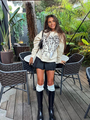 Grey Wide Pleated Mini Shorts Skirts High Street Stripe American Retro Solid Vintage Blogger Sexy Woman