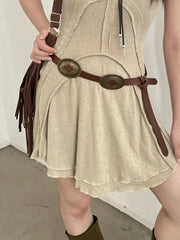 Fashion Gothic Designer Brown Vintage Y2k Ethnic Style Waist Chain 2023 New Summer Bohemian Belt with Dress Jeans Belt