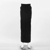 Black Long Skirt For Women Casual Streetwear High Waist Slim Bodycon Skirts Split Out Ladies Basic Straight Maxi Skirt