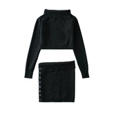 Knitted Skirt Sets Two Piece Off Shoulder Long Sleeve Tops High Waist Mini Skirts 2022 Autumn Matching Set Co-Ord Outfits