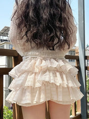 Kawaii Ballet Midi Skirt Sweet Tulle Tierred Cake Skirts for Women Japanese Y2k Cutecore High Wasit Lolita Skirt Summer