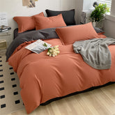 Brushed Washed Cotton Bed Set Flat Sheet Pillowcases Quilt Cover Bed Linen Peach Duvet Covers For Girls