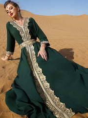 Vintage A-Line Long Sleeves Embroidered Dress