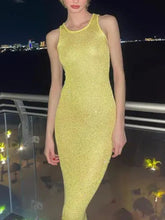 Sequin Slim Maxi Dress Female Backless Glitter See-Through Sexy Patchwork Autumn Women's Long Club Party Dresses VestidoChristmas Gifts