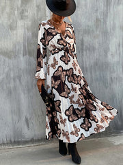 Bohemia Loose Floral V-Neck Dress