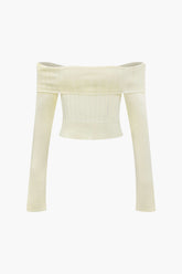 Off Shoulder Knit Long Sleeve Top