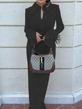 Skinny Feathers Slightly Sheer Split-Joint Lapel Maxi Dresses