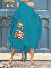 Batwing Sleeves Asymmetric Solid Color Cold Shoulder Midi Dresses