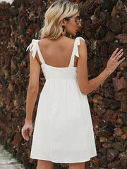 Vacation High Waisted Backless Mini Dress