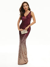 Evening Wrap Sleeveless Embroidered Gradient V-Neck Maxi Dress