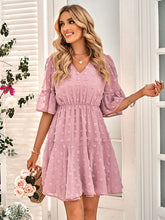 Vacation A-Line Loose Solid Color V-Neck Mini Dress