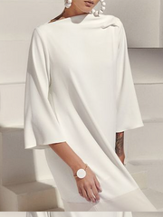 Loose Three-Quarter Sleeves Solid Color Split-Side Boat Neck Maxi Dresses