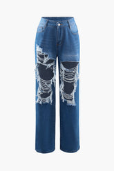 Destroyed Straight Leg Jeans