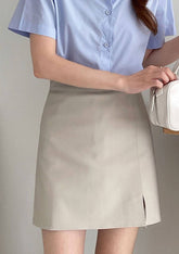 Ifomat Morgan Leather Slit Mini Skirt