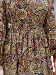 Vacation A-Line Floral Printed V-Neck Maxi Dress