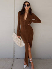 Vacation Wrap Buckle V-Neck Dress