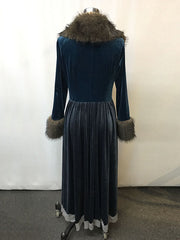 Velvet Patchwork Wool Long Sleeve Retro Maxi Dress